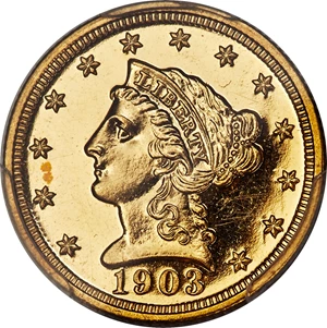 image for: 1903 $2 1/2 PR63+ PCGS. CAC. JD-1, R.4....
