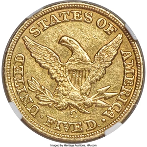 image for: 1848-C $5 AU55 NGC. Variety 1....