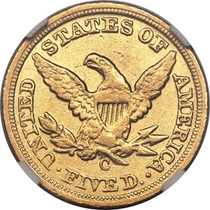 image for: 1859-C $5 AU55 NGC. Variety I....