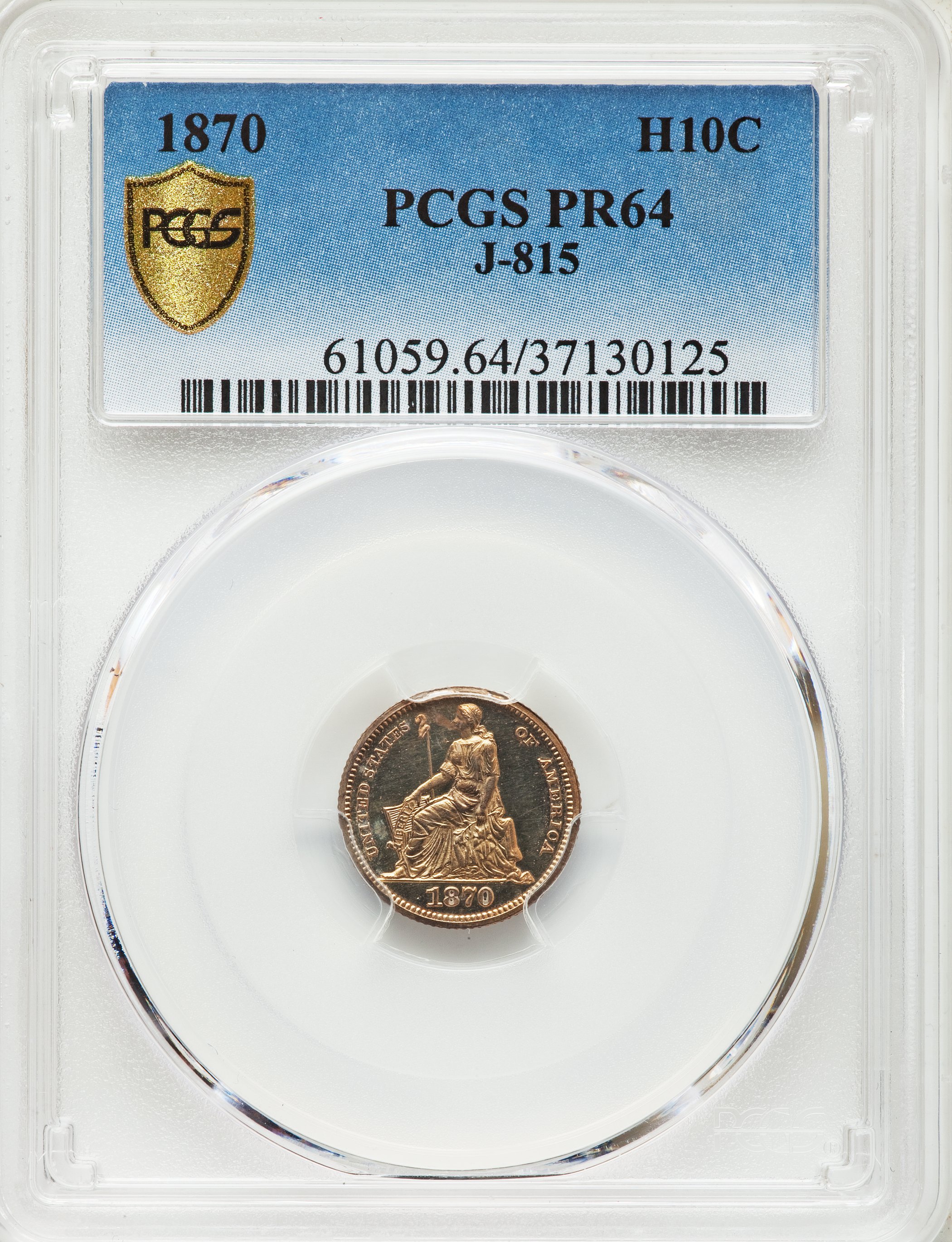image for: 1870 H10C Half Dime, Judd-815, Pollock-904, Low R.7, PR64 PCGS....