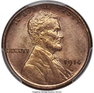 image for: 1914-S 1C MS65 Red PCGS....