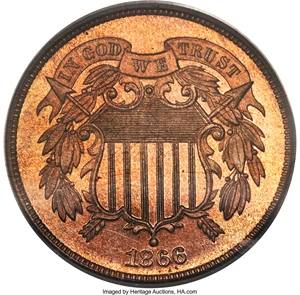 image for: 1866 2C PR65 Red Cameo PCGS....