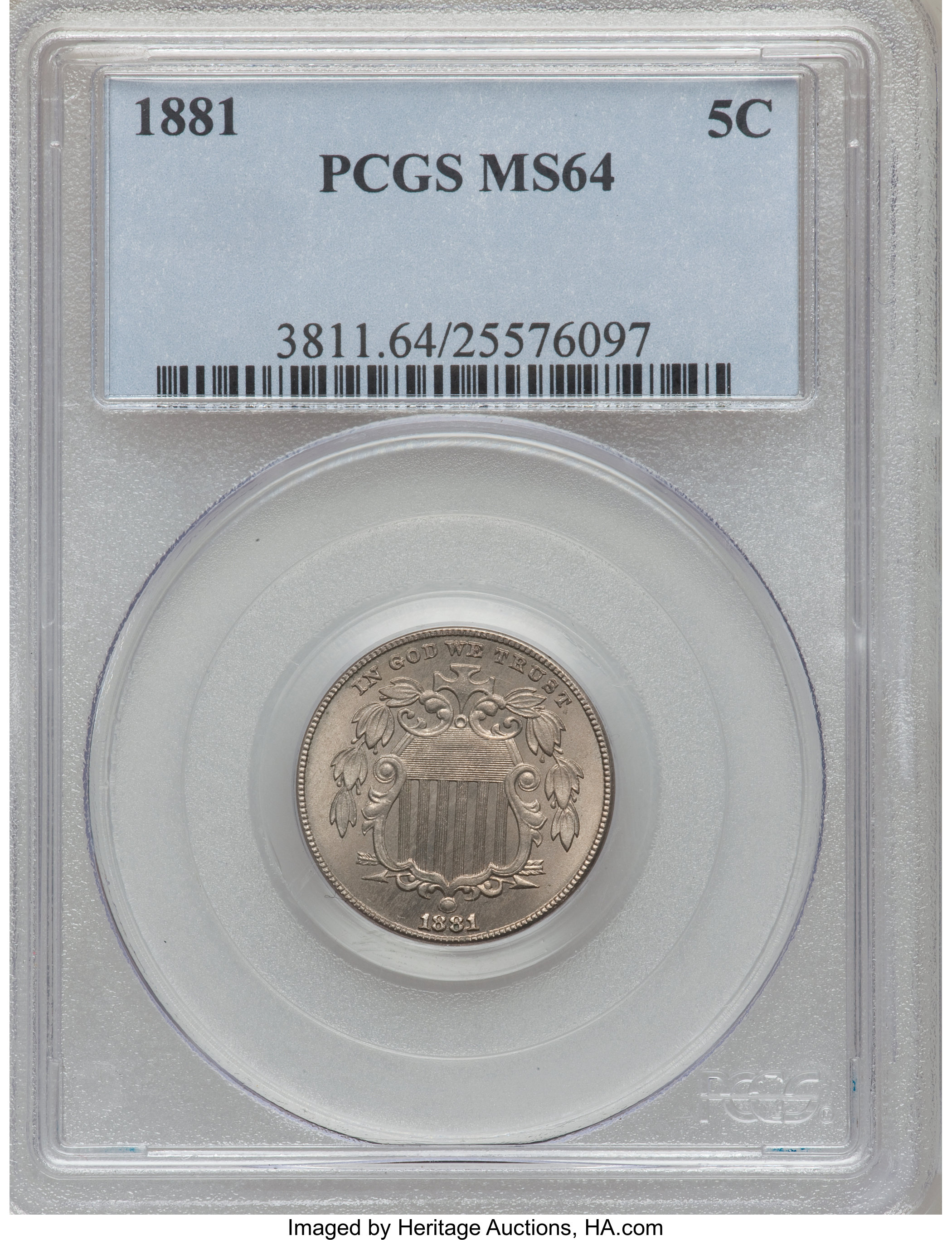 1881 5C MS64 PCGS. ...