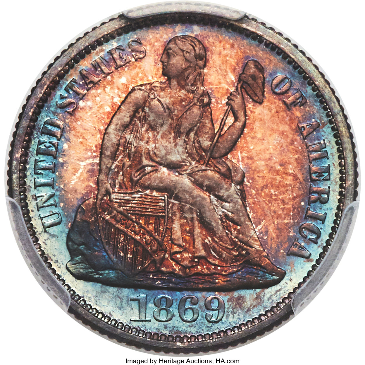 image for: 1869 10C PR66+ Cameo PCGS. CAC. F-105, R.3....