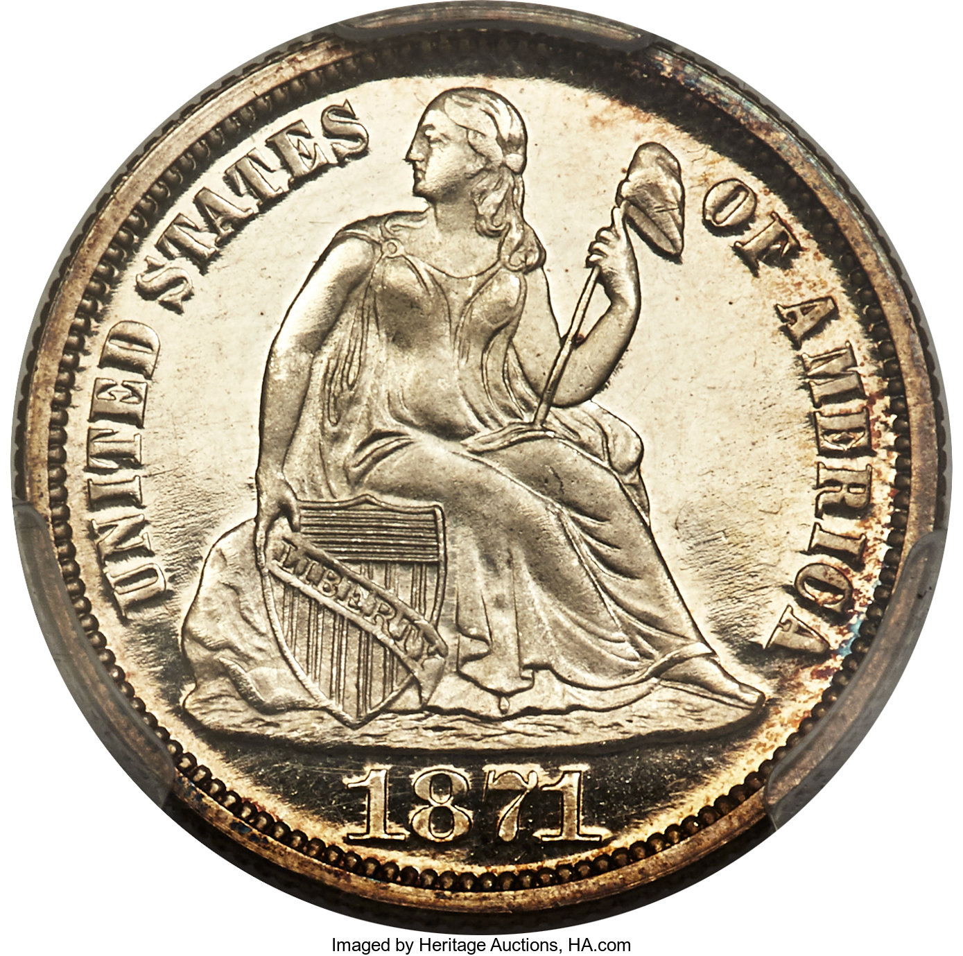 image for: 1871 10C PR66 Cameo PCGS. CAC. F-102, R.4....