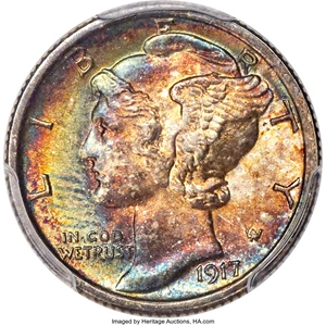 image for: 1917-D 10C MS65 Full Bands PCGS....