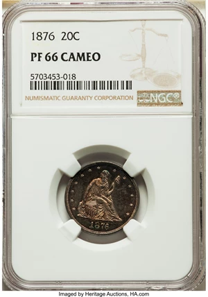 image for: 1876 20C PR66 Cameo NGC. BF-3, R.4....