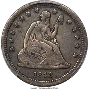 image for: 1842-O 25C Small Date VF30 PCGS. CAC. Briggs 1-A....