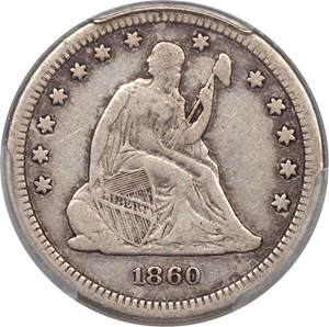 image for: 1860-S 25C VF20 PCGS. Briggs 1-A....