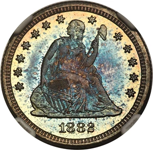 image for: 1882 25C PR67 Cameo NGC. Briggs 2-B....