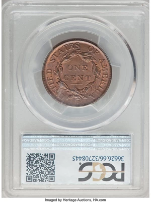 image for: 1818 1C N-9, R.3, MS66 Red and Brown PCGS....