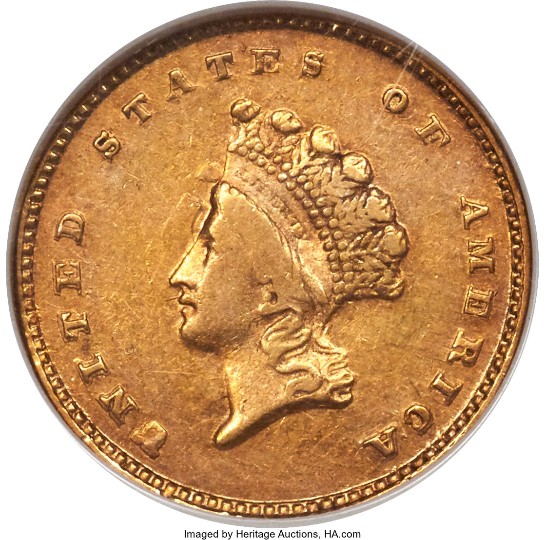 image for: 1855-D G$1 AU53 NGC. Variety 7-I. ...