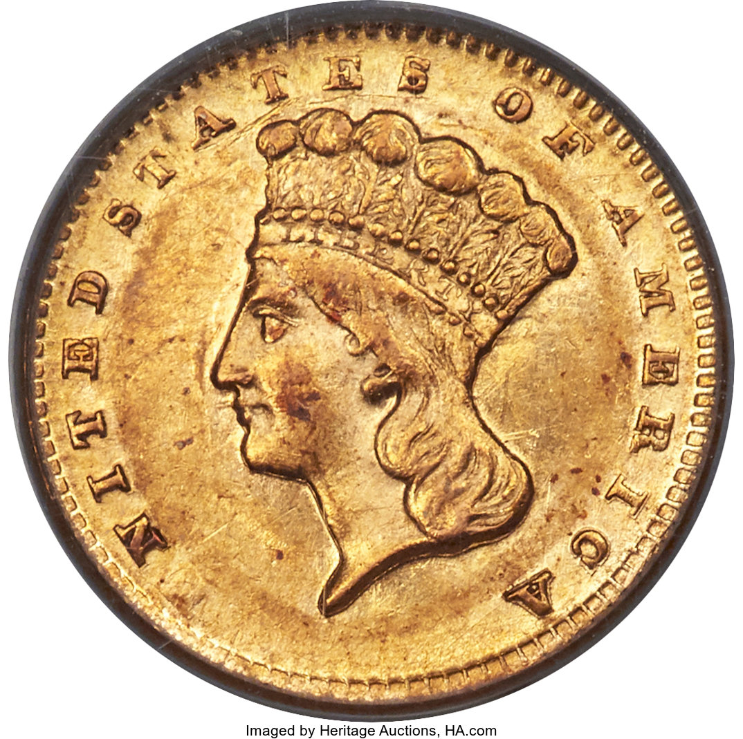 image for: 1856-D G$1 AU58 PCGS. CAC. Variety 8-K....