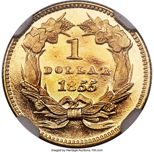image for: 1855 G$1 PR66★ Ultra Cameo NGC. JD-1, R.7....