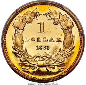 image for: 1863 G$1 PR66 Deep Cameo PCGS. JD-1, High R.6....