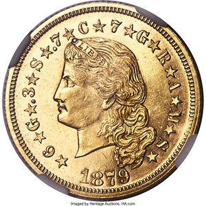 image for: 1879 $4 Flowing Hair, Judd-1635, Pollock-1833, JD-1, R.3, PR65 NGC....