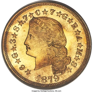 image for: 1879 $4 Flowing Hair, Judd-1635, Pollock-1833, JD-1, R.3, PR67 Cameo PCGS....