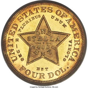 image for: 1879 $4 Flowing Hair, Judd-1635, Pollock-1833, JD-1, R.3, PR67 Cameo PCGS....
