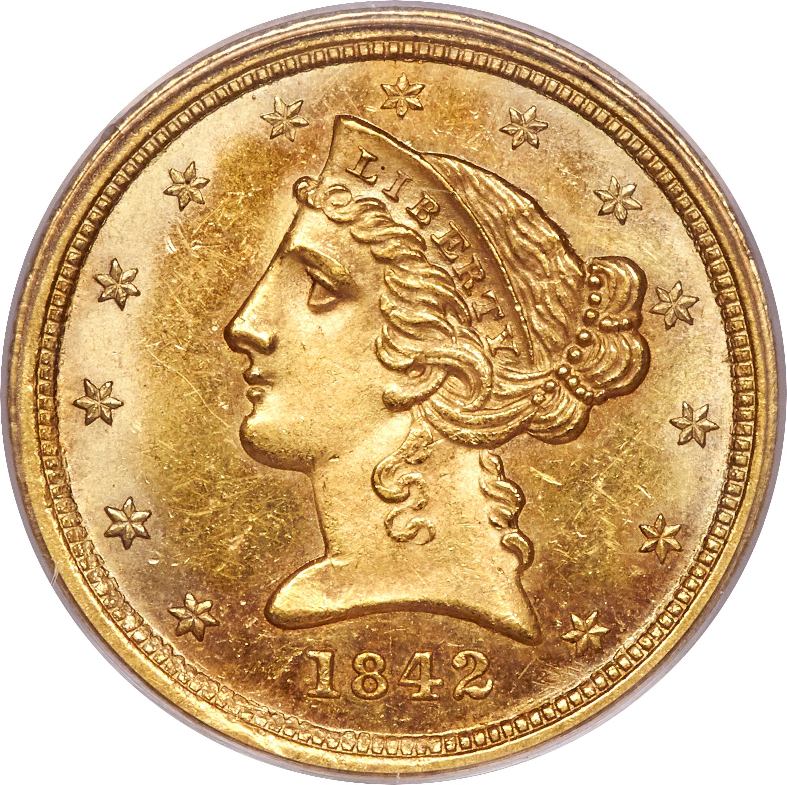 1842-C $5 Small Date MS