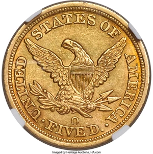 image for: 1846-O $5 MS62 NGC. Variety 1....