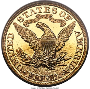 image for: 1887 $5 PR64 Cameo PCGS. CAC. JD-1....