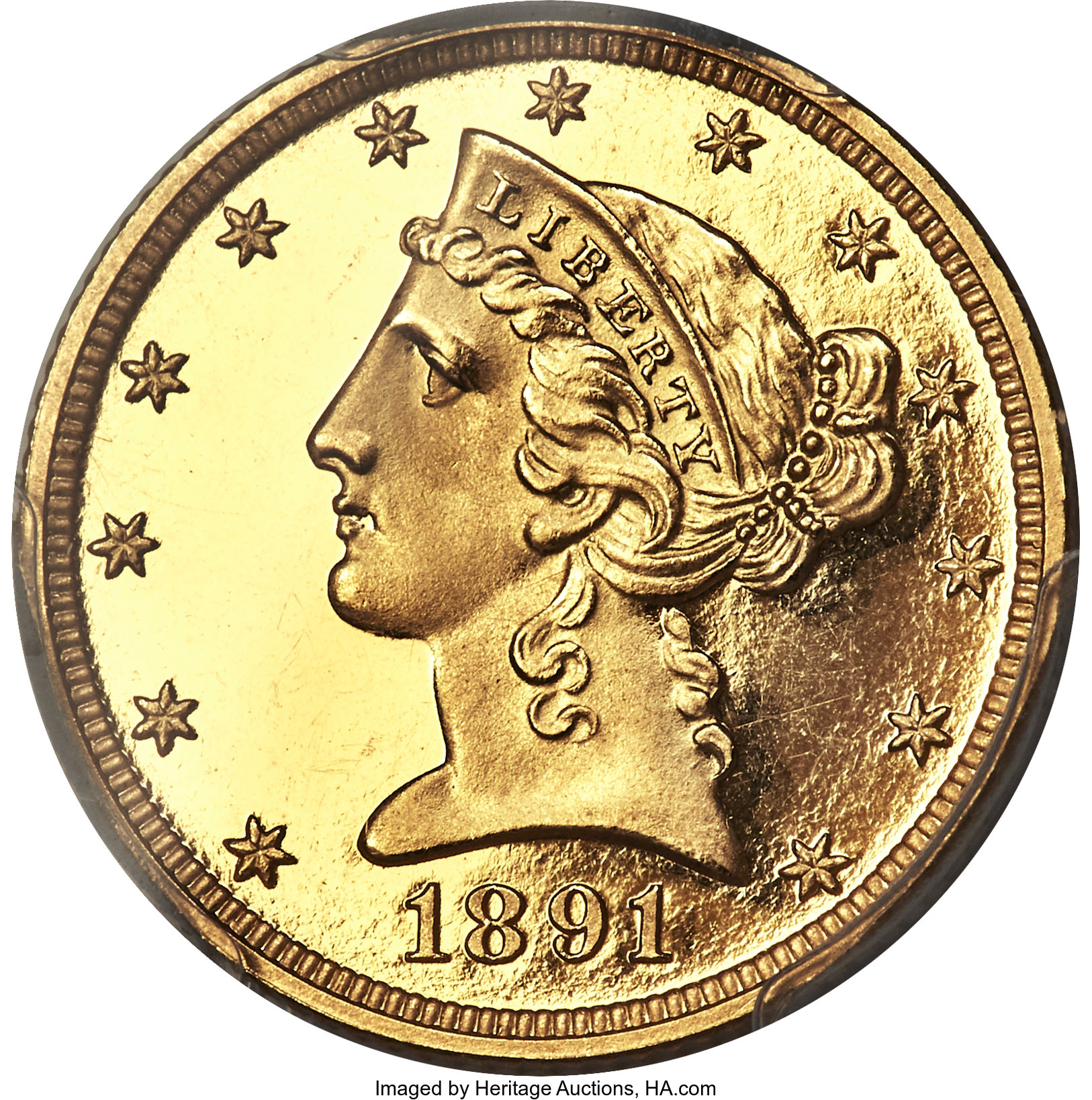 image for: 1891 $5 PR66 Deep Cameo PCGS. CAC. JD-1, High R.5....