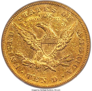 image for: 1870-CC $10 XF40 PCGS. Variety 1-B....