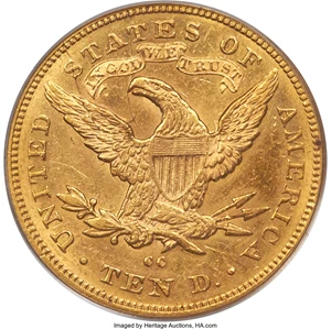 image for: 1878-CC $10 AU50 PCGS. Variety 1-A....