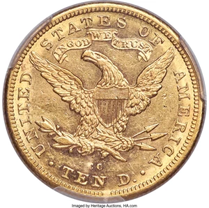 image for: 1882-CC $10 AU58 PCGS. Variety 2-A....