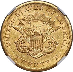 image for: 1866-S $20 No Motto AU53 NGC....