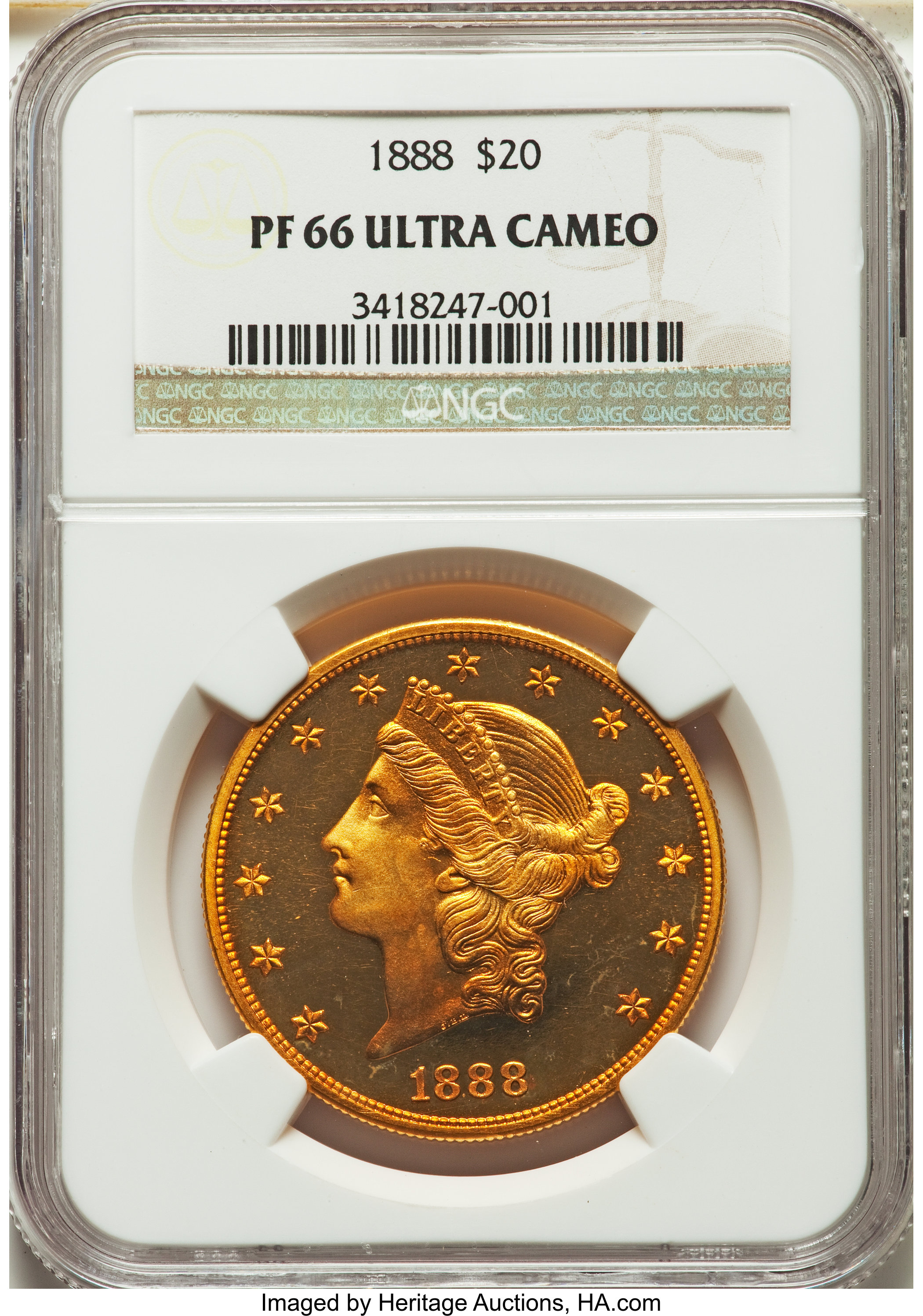 image for: 1888 $20 PR66 Ultra Cameo NGC. JD-1, R.6....