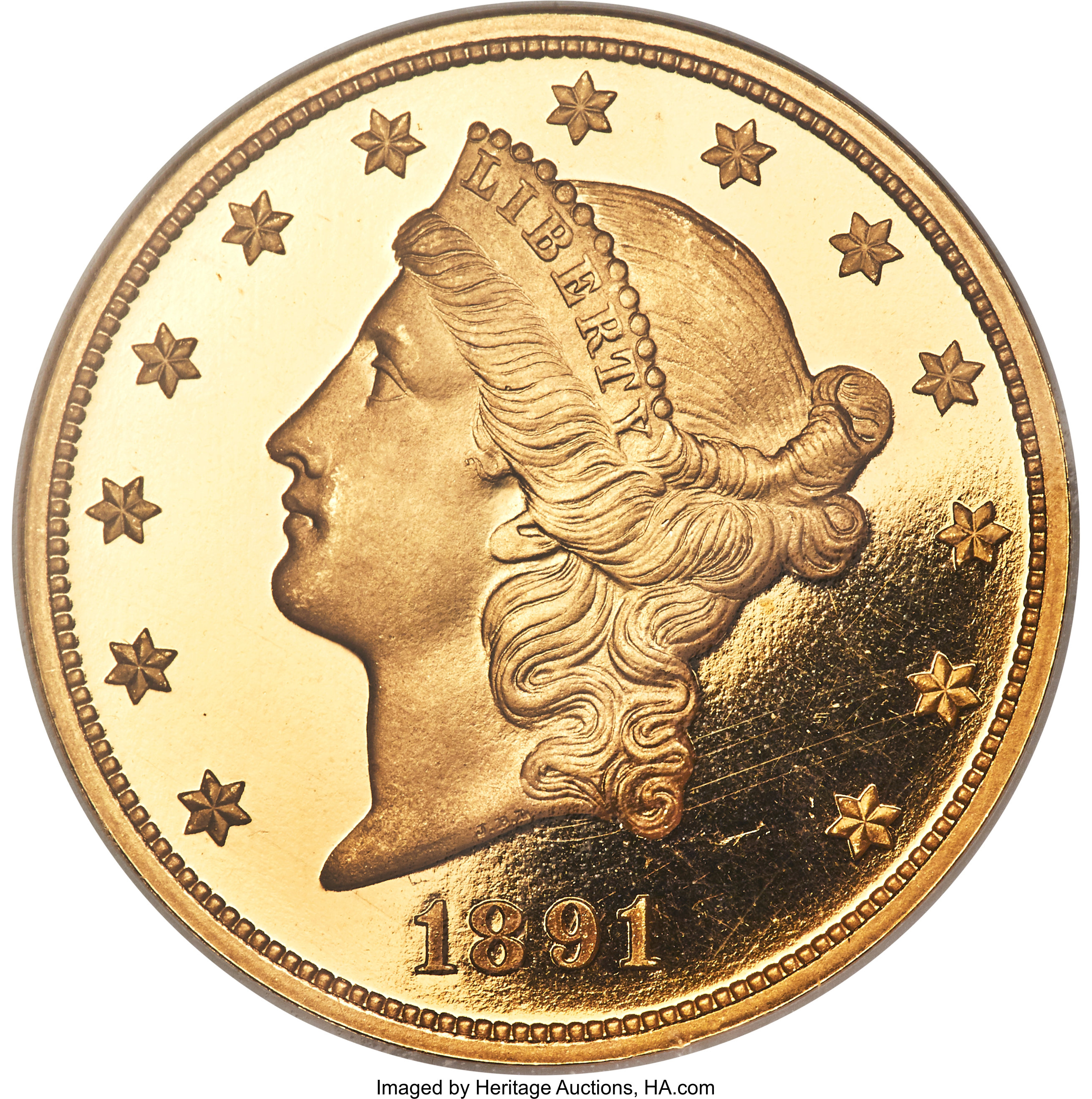 image for: 1891 $20 PR67 Ultra Cameo NGC. JD-1, Low R.6....