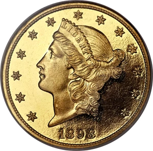image for: 1898 $20 PR67 Ultra Cameo NGC. CAC. JD-1, R.5....