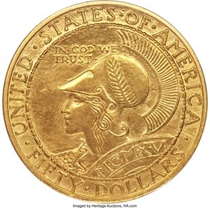image for: 1915-S $50 Panama-Pacific 50 Dollar Round MS62 PCGS....