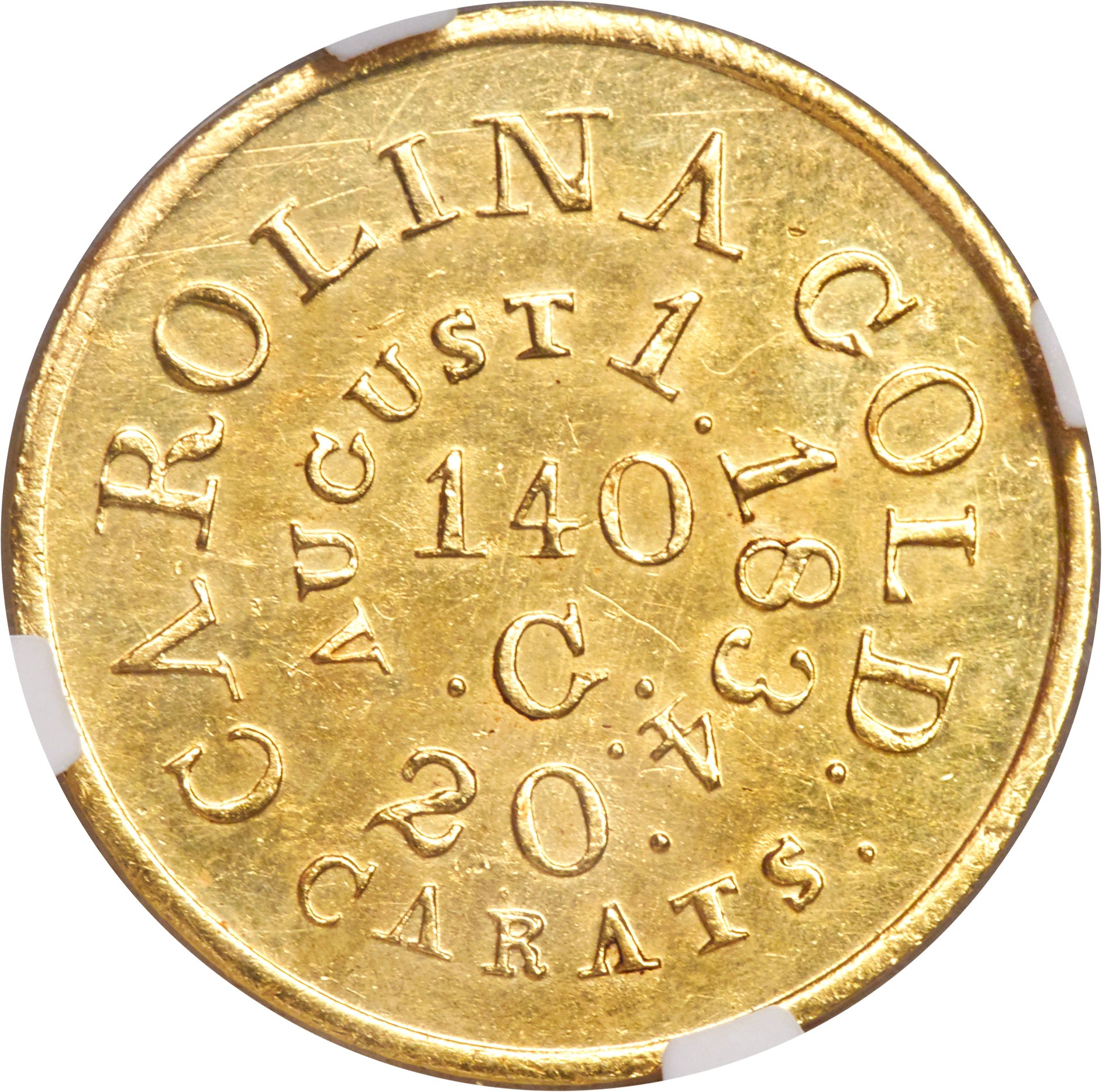 image for: (1834-1837) $5 C. Bechtler Five Dollar, RUTHERFORD, Plain Edge, MS63 NGC. K-17, R.5....