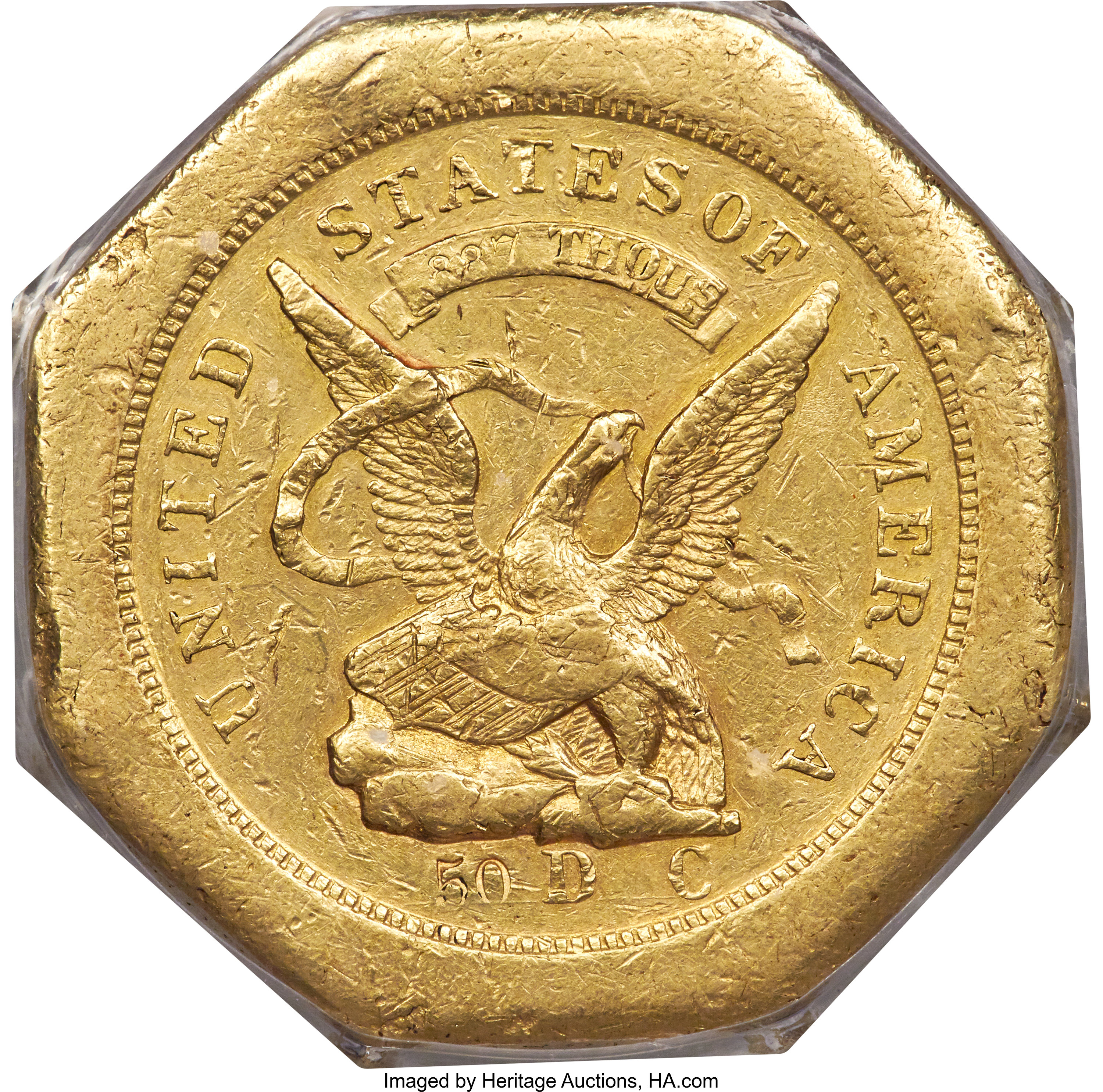 image for: 1851 $50 LE Humbert Fifty Dollar, Lettered Edge, 887 Thous., 50 Reverse, XF45 PCGS. K-4, R.5....