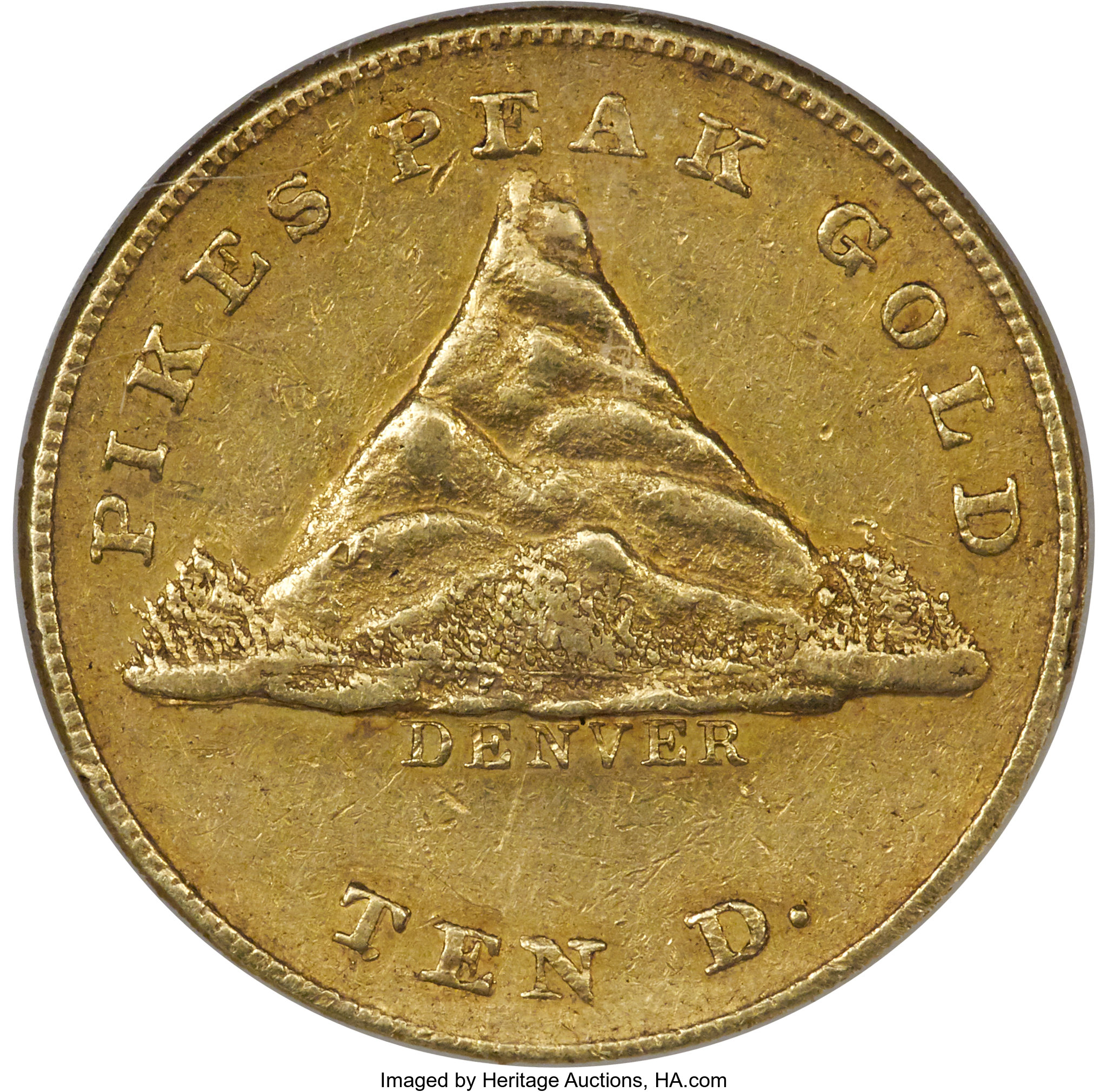 image for: 1860 $10 Clark, Gruber & Co. Ten Dollar AU58 NGC. K-3, R.5....