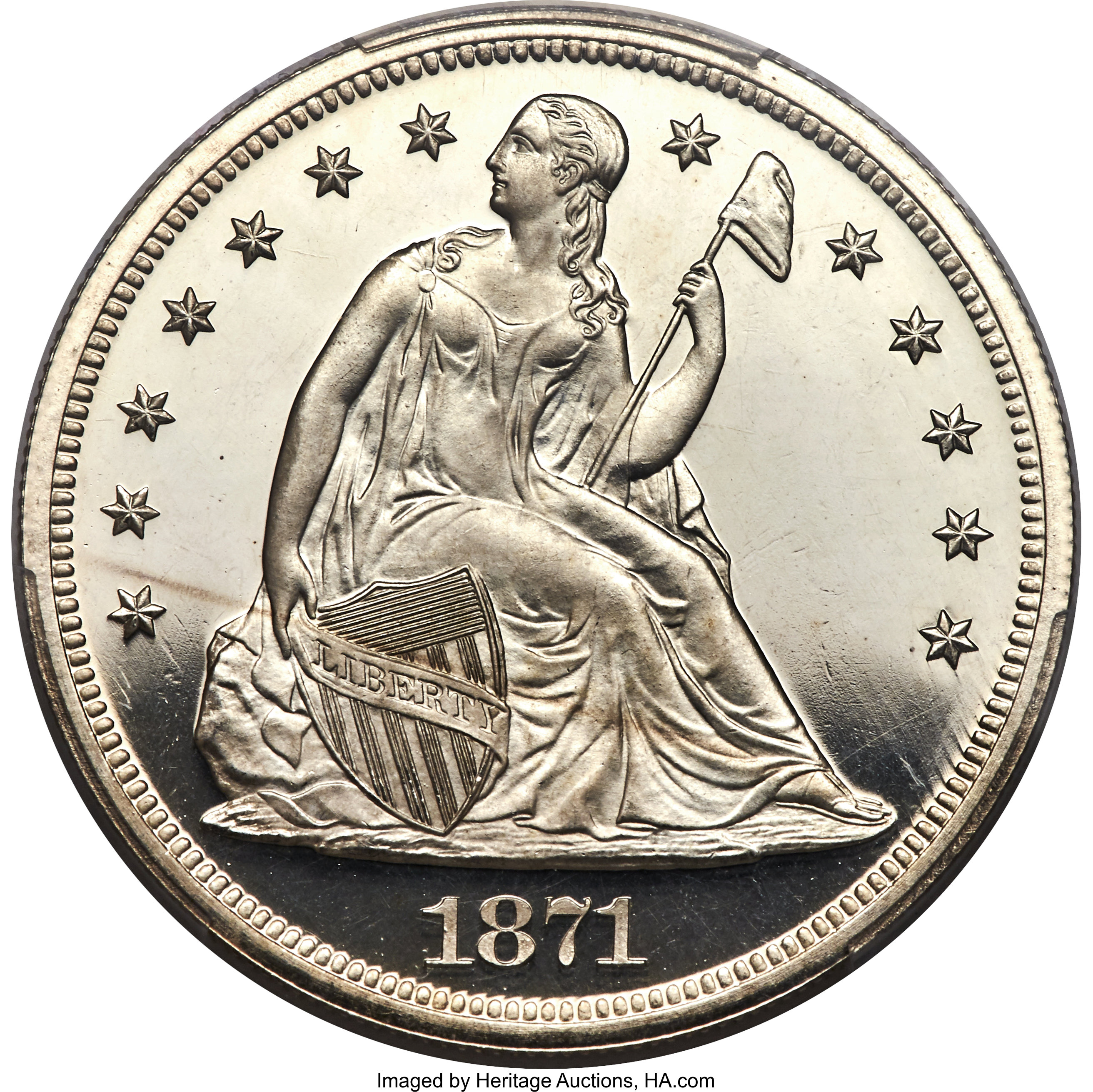 image for: 1871 $1 PR64 Deep Cameo PCGS. CAC. OC-P1, R.2....