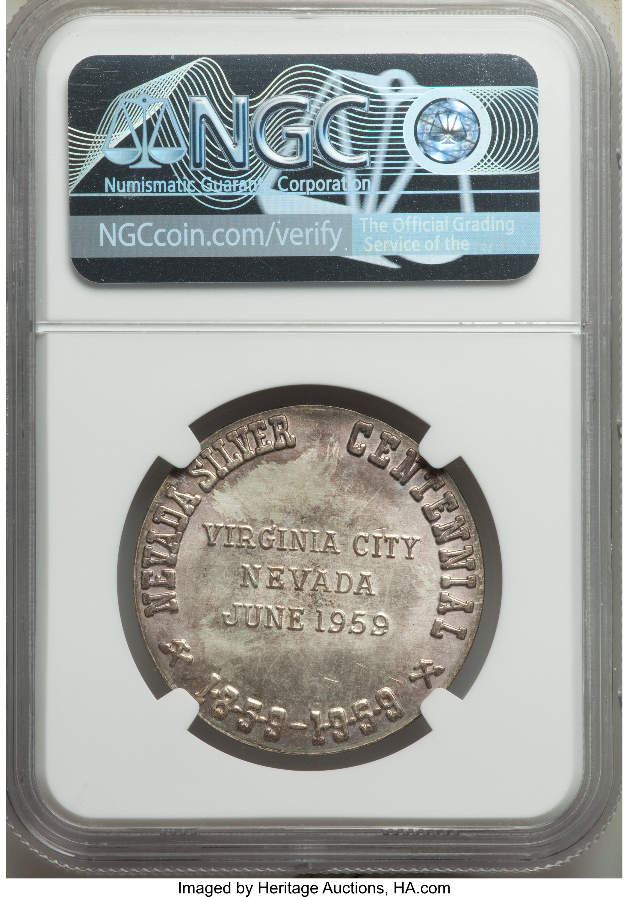 image for: 1959 Medal Nevada Silver Centennial, Silver, HK-552, R.5, MS66 NGC....