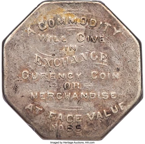 image for: 1900 $1 Lesher Dollar, First Type, Serial #85, Silver, Z-1, HK-787, R.6, XF40 PCGS....