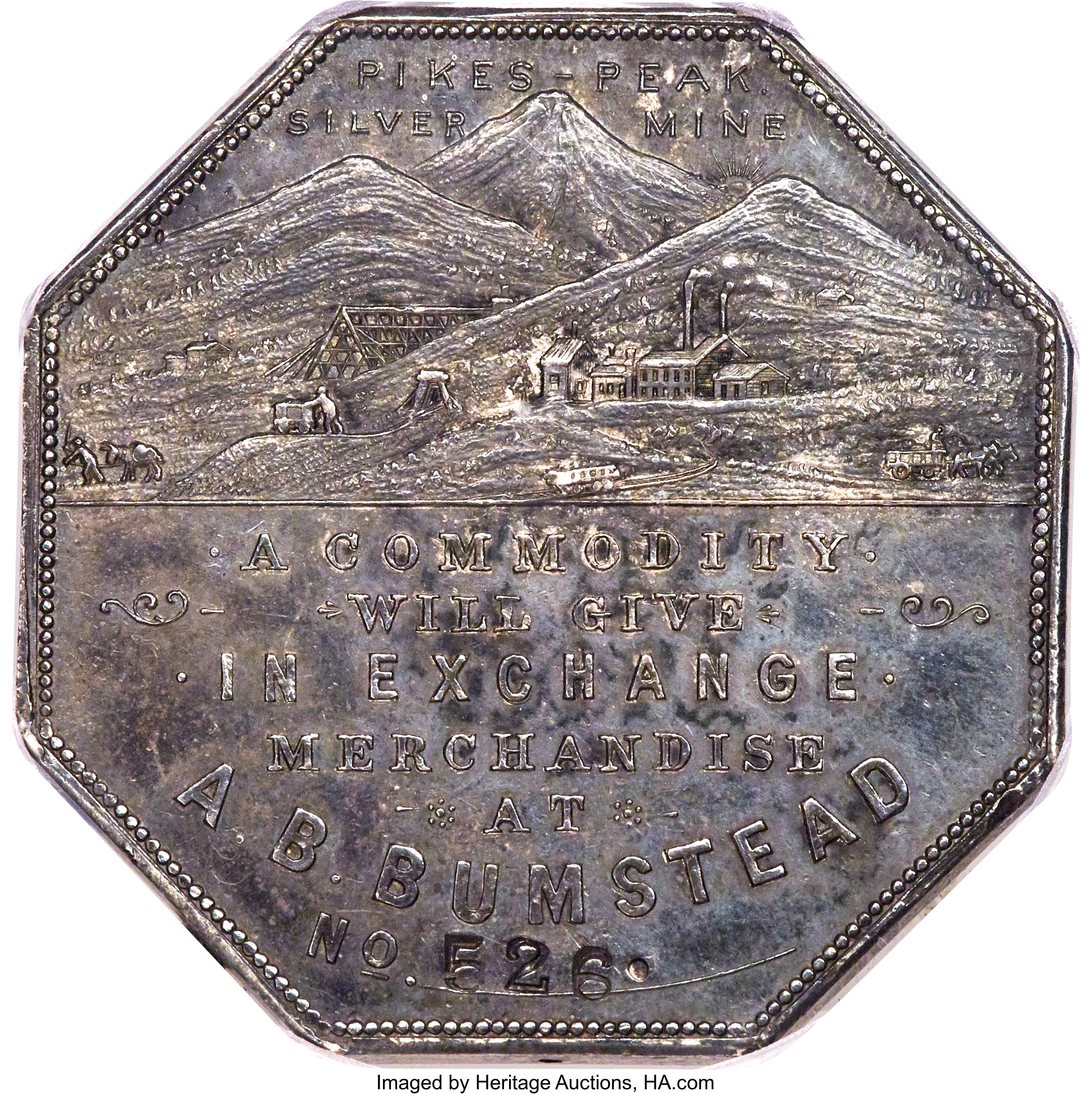 image for: 1900 $1 Lesher Dollar, A.B. Bumstead, Type One, Serial #526, Silver, Z-2, HK-788, R.5, MS61 PCGS....