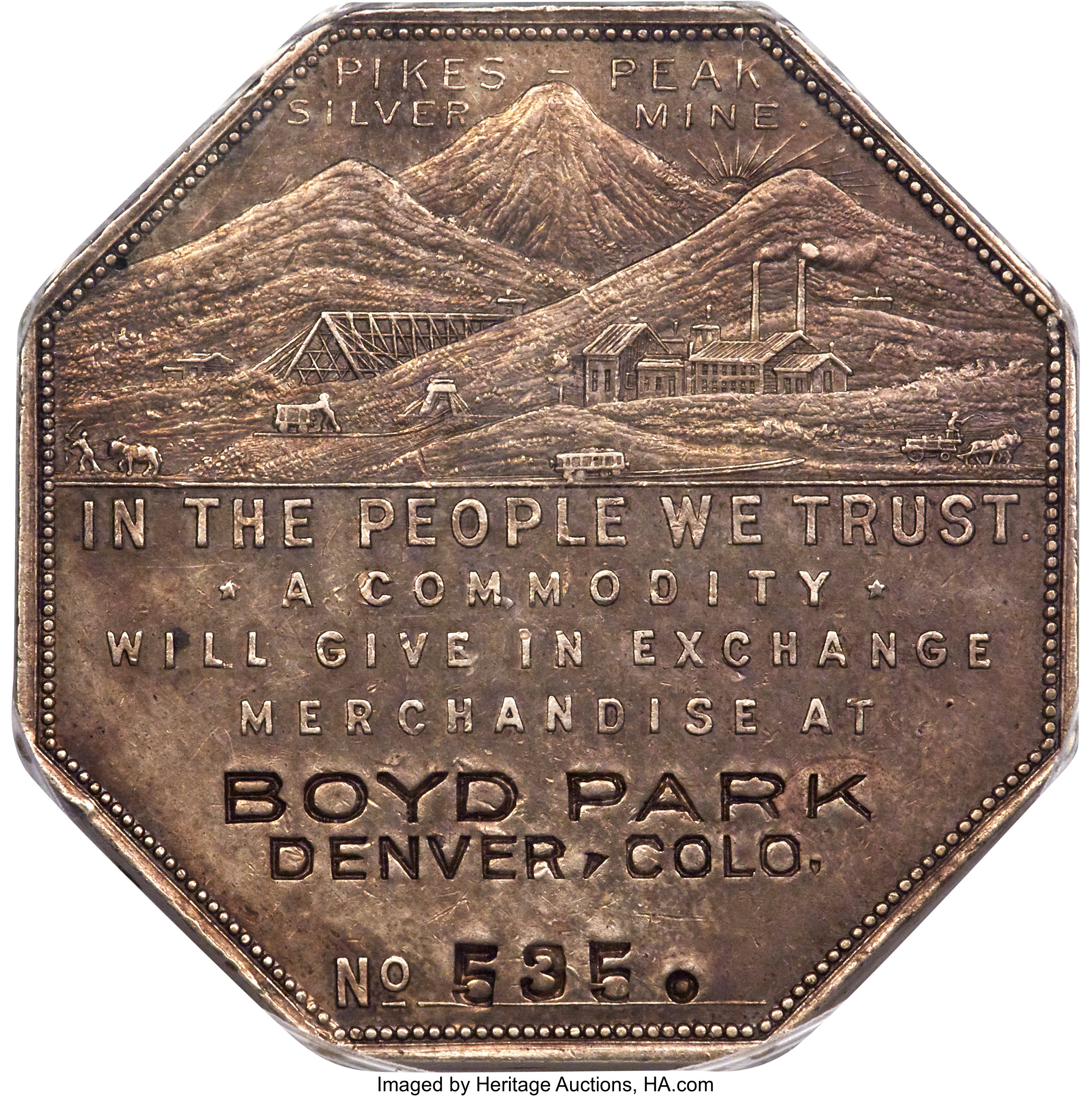 image for: 1901 $1 Lesher Dollar, Boyd Park, Serial #535, Silver, Z-10, HK-796, R.6, AU55 PCGS. CAC....