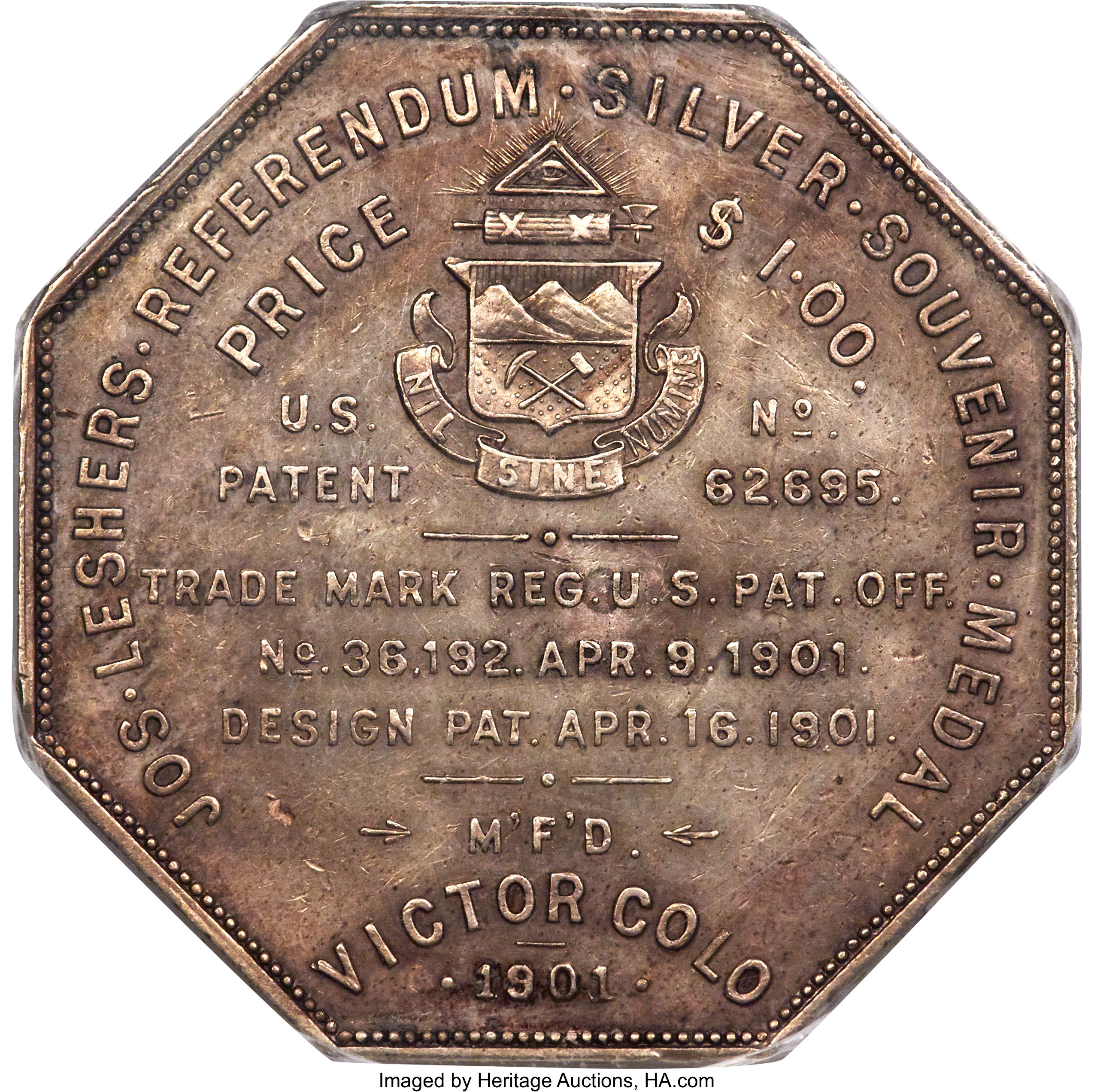 image for: 1901 $1 Lesher Dollar, Boyd Park, Serial #535, Silver, Z-10, HK-796, R.6, AU55 PCGS. CAC....