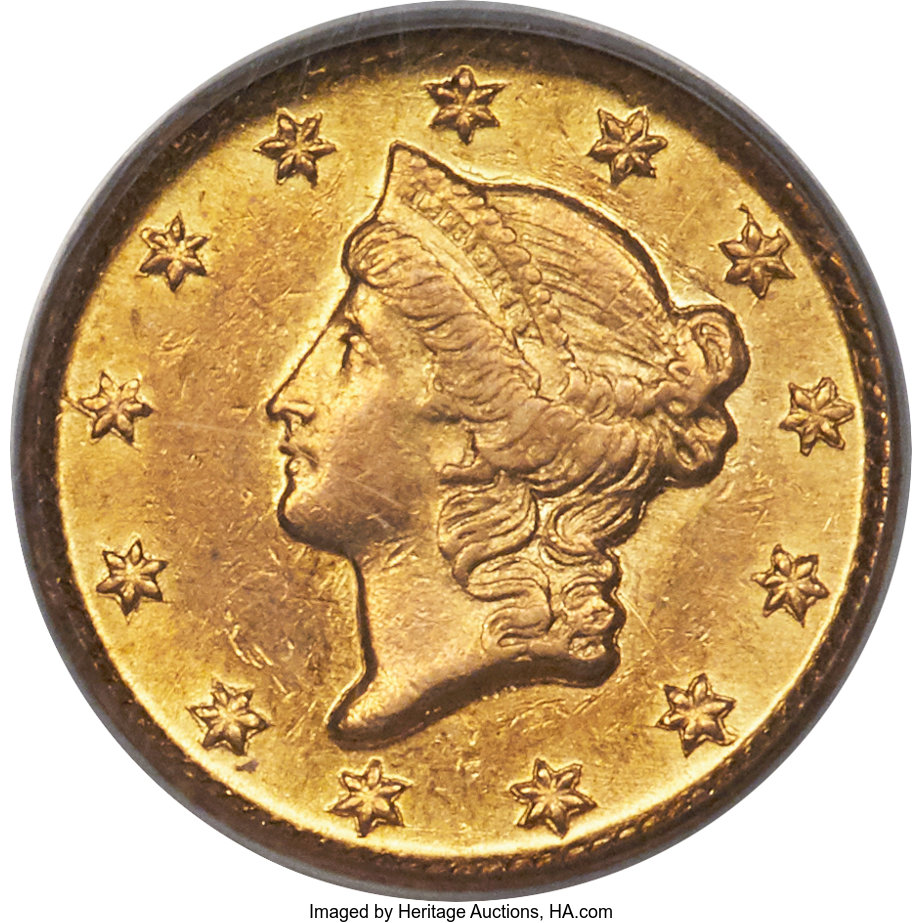 image for: 1853-D G$1 AU53 PCGS. Variety 5-G. ...