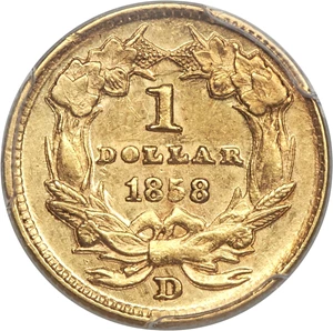 image for: 1858-D G$1 AU58 PCGS. Variety 10-M....