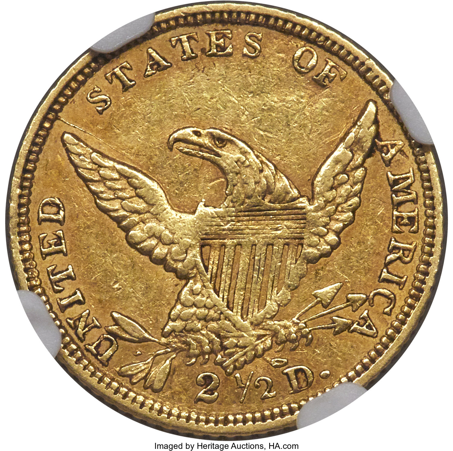 image for: 1838-C $2 1/2 AU55 NGC. Breen-6147, Variety 20, R.3....