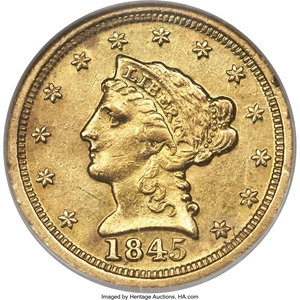 image for: 1845-D $2 1/2 AU55 NGC....