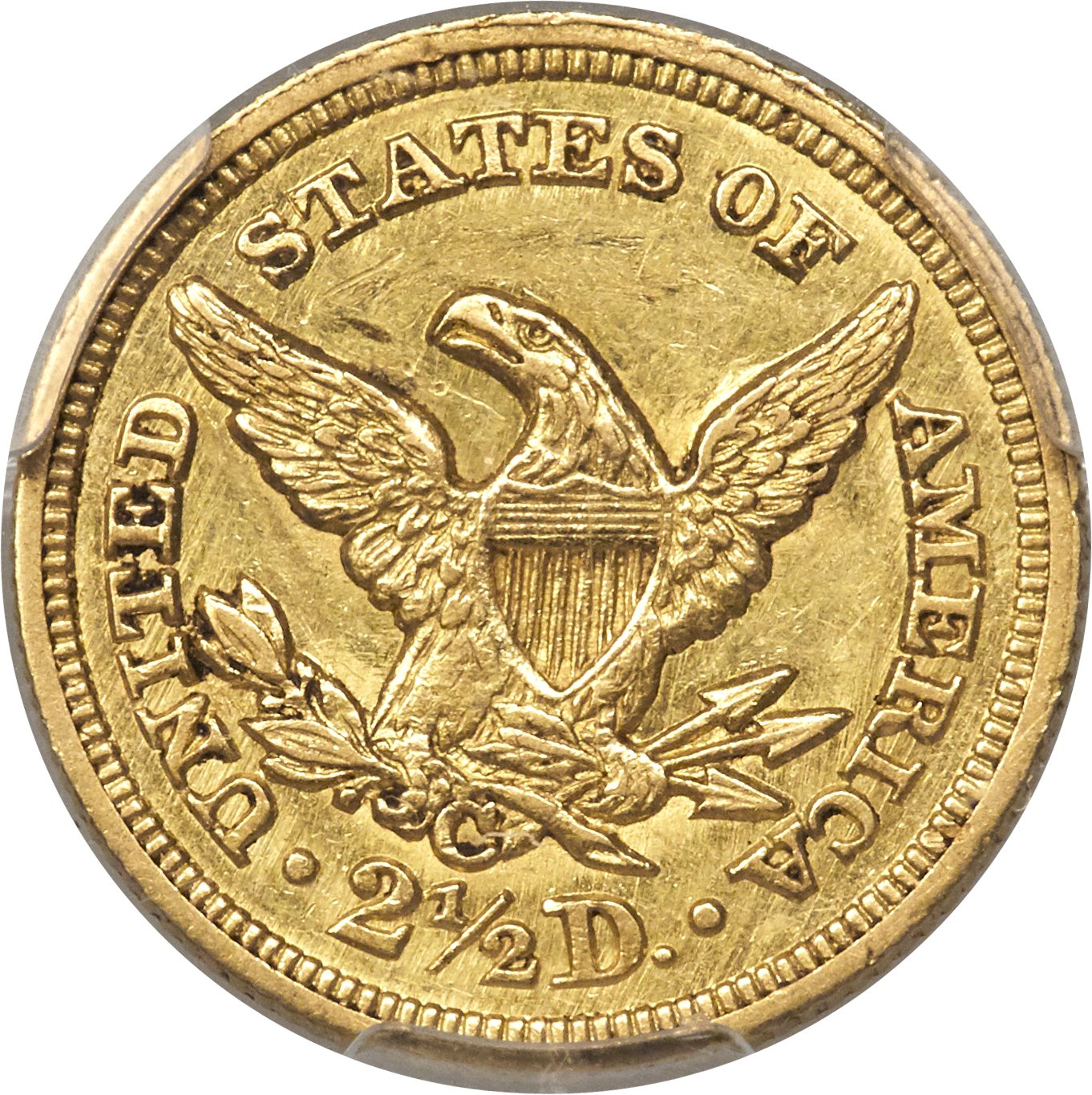 image for: 1849-C $2 1/2 AU58 PCGS. Variety 1....