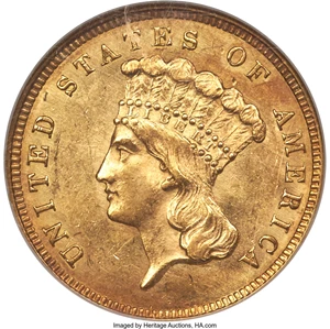 image for: 1859 $3 MS62 NGC....