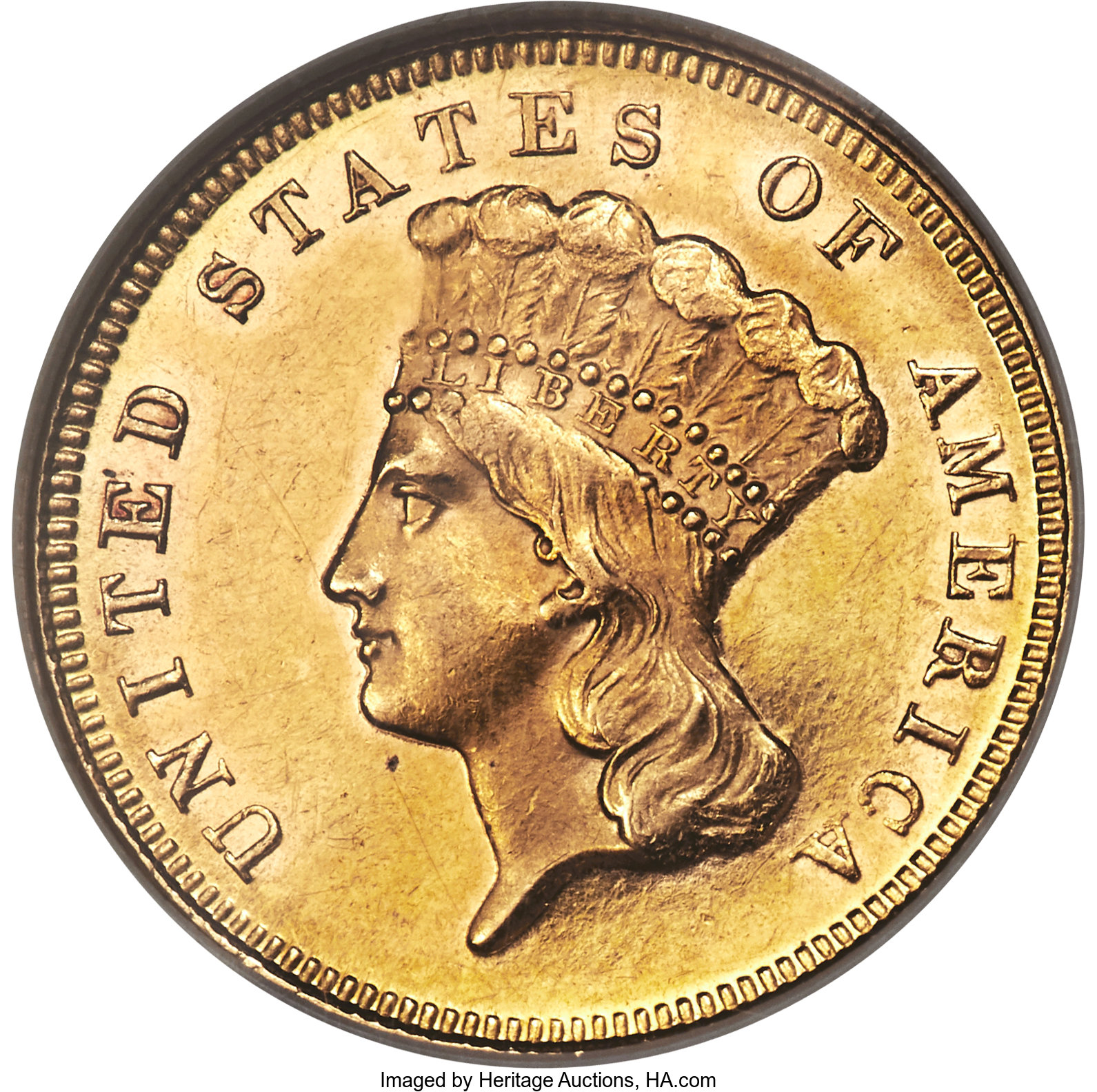 image for: 1871 $3 MS62 NGC....